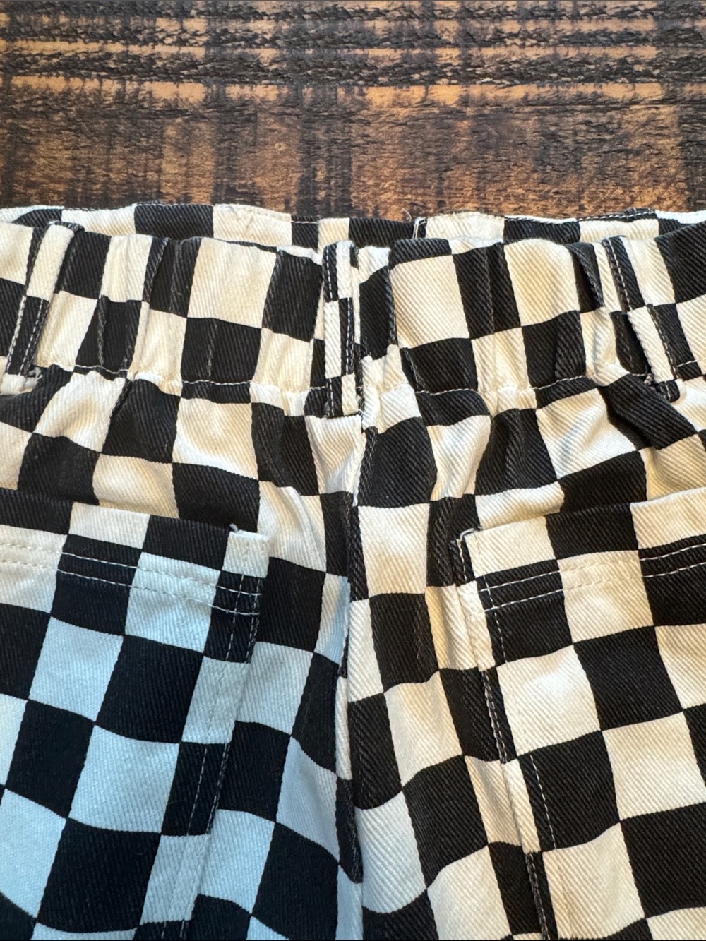 High-Waist Checkerboard Shorts - Black & White - Picture 5 of 5